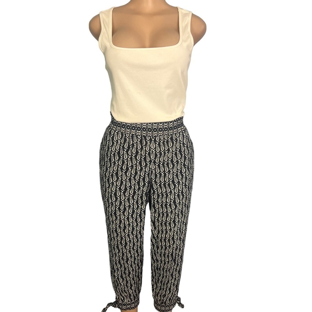 3/$30 ☀️ LOFT Ankle Jogger Pants Floral Blue Mid Rise Elastic Waist